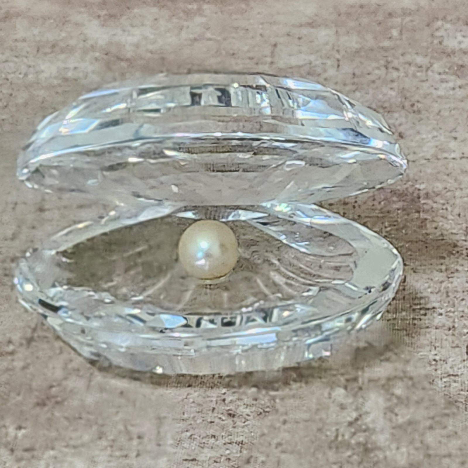Vintage Swarovski Crystal Large Clam Shell Oyster With Pearl 2.5\
