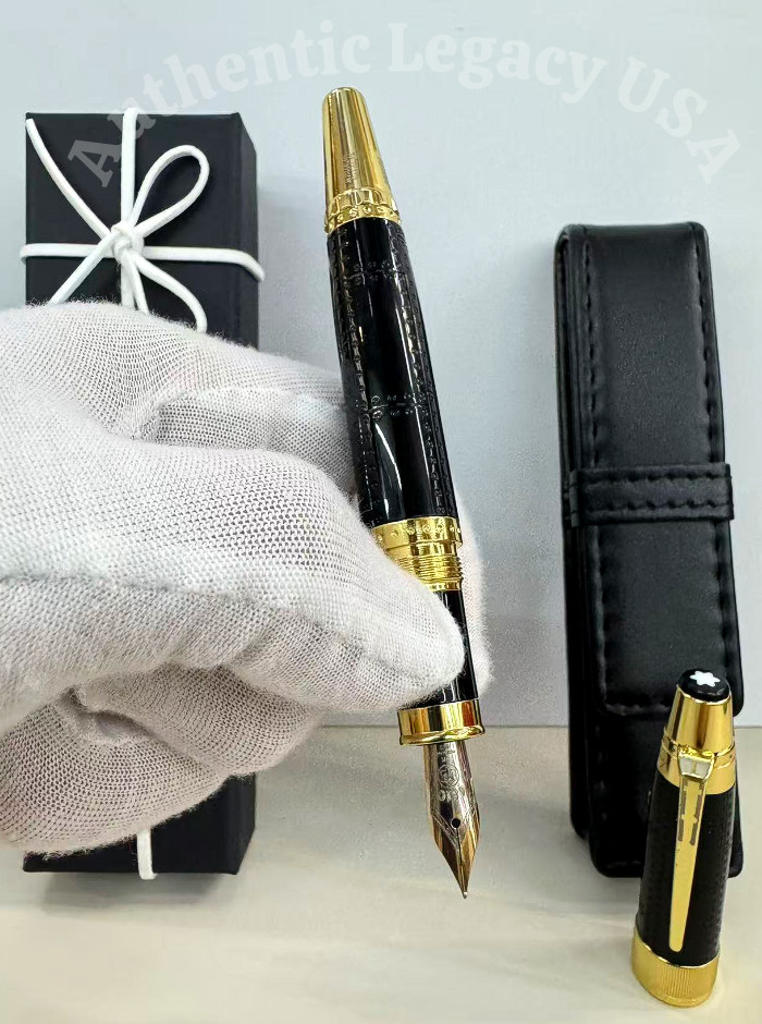 MONTBLANC Antoine de Saint Exupery Writers Edition Black Gold Fountain Pen Gift