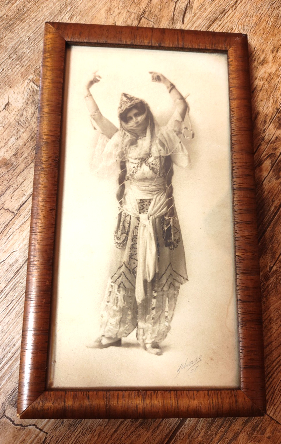 Signed Early 1900\'s Photograph or Print? of Middle Eastern Style Dancer Costume