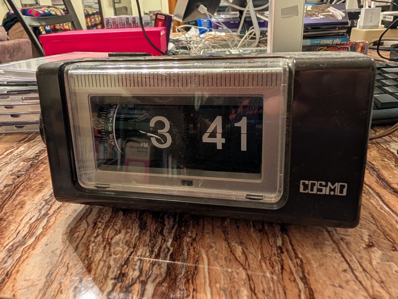 Vintage 70s Cosmo Electric Flip Clock with Alarm Model F-101A Tested Works