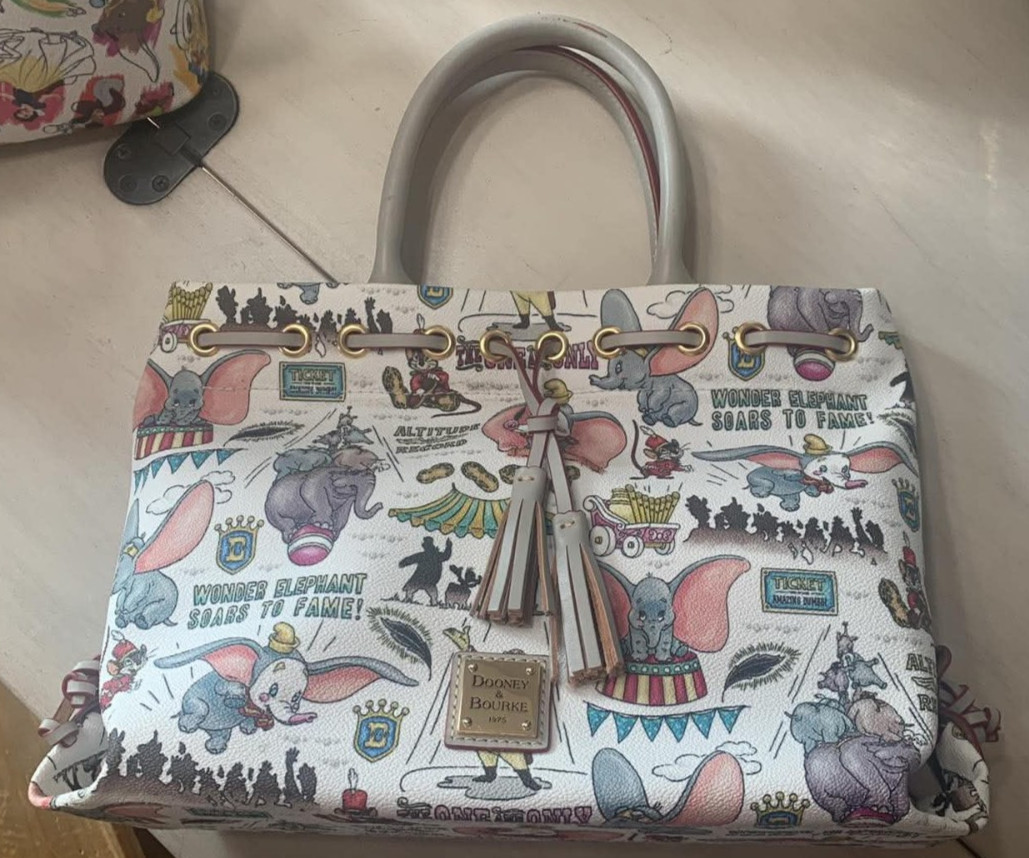 Dooney & Bourke Disney Parks Dumbo Print Tote Handbag Medium White/Multicolor
