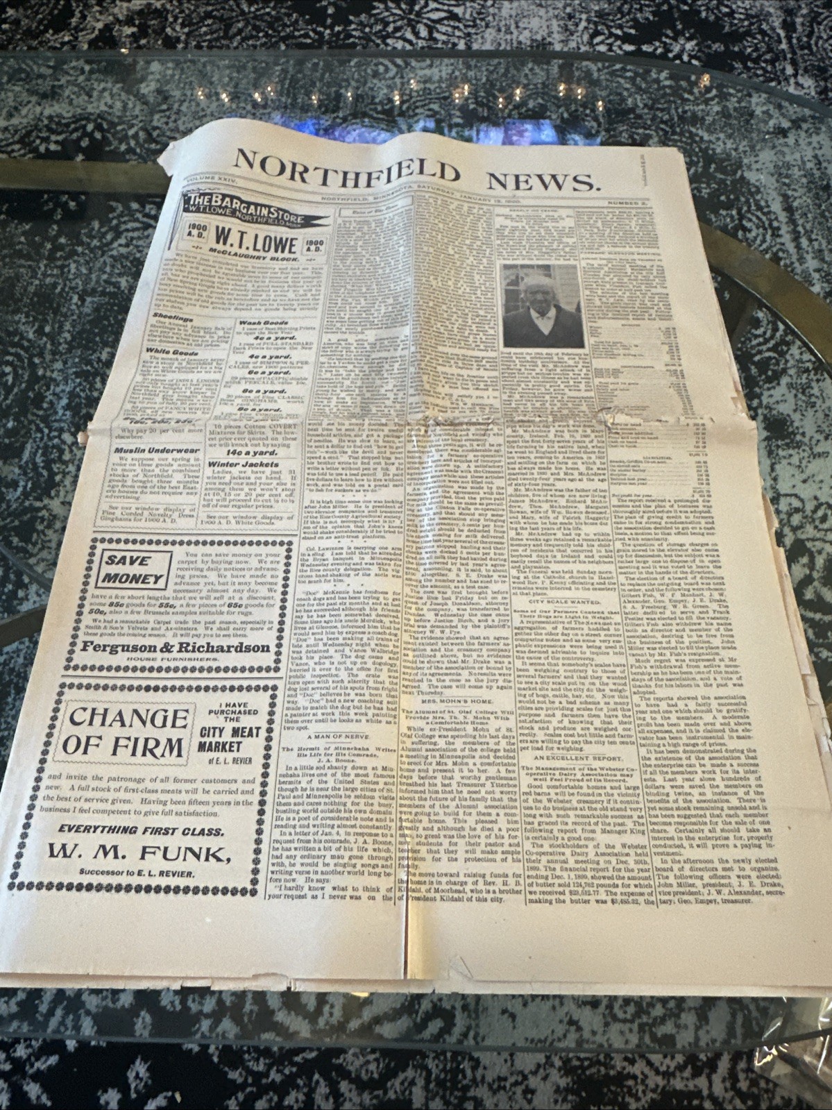 Vintage Northfield News Newspaper January 13 1900 Antique History