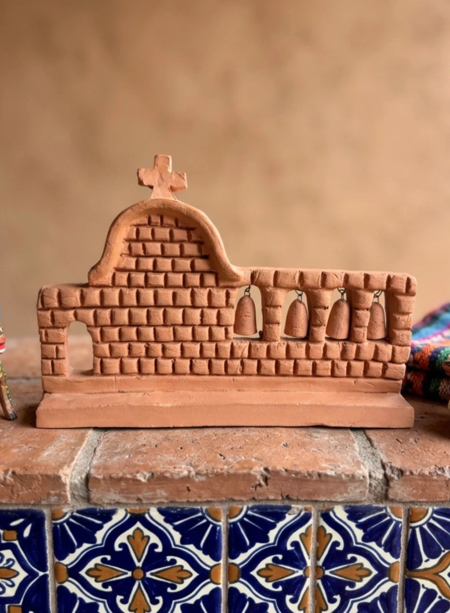 Adobe Clay Mission Santa Ines Figurine California Mission Art Southwest Decor 