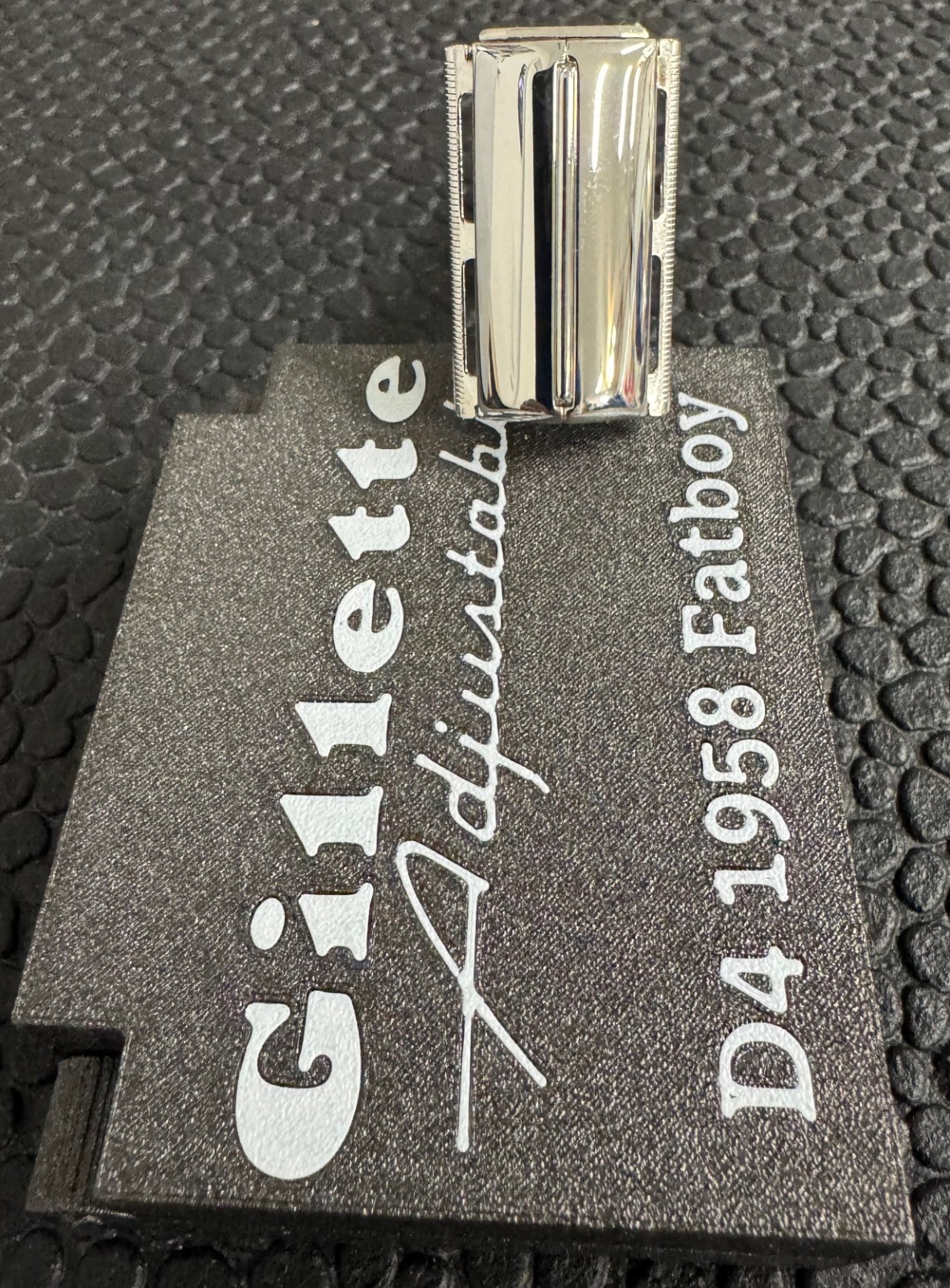 Vintage 1958 (D4) Gillette Fatboy Razor High-Polish Rhodium Replate & Case