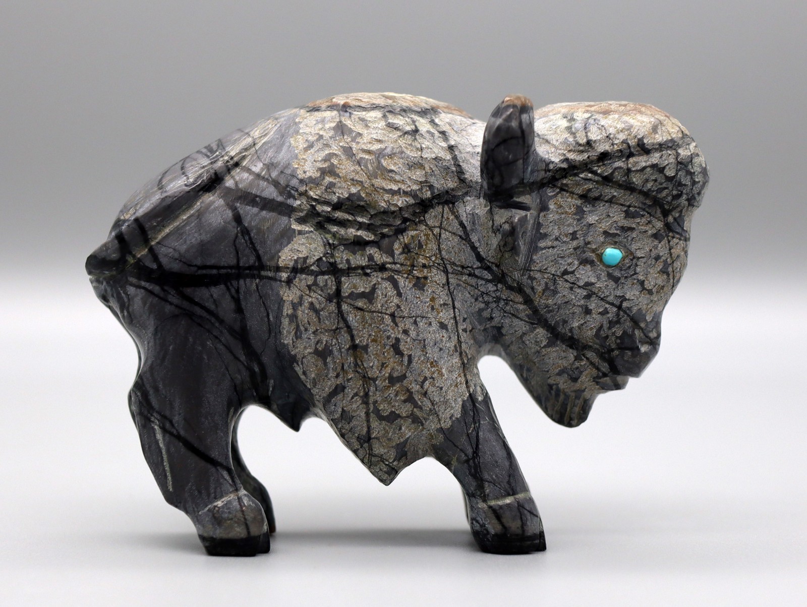 Clive Hustito Picasso Marble Zuni American Bison/Buffalo Fetish