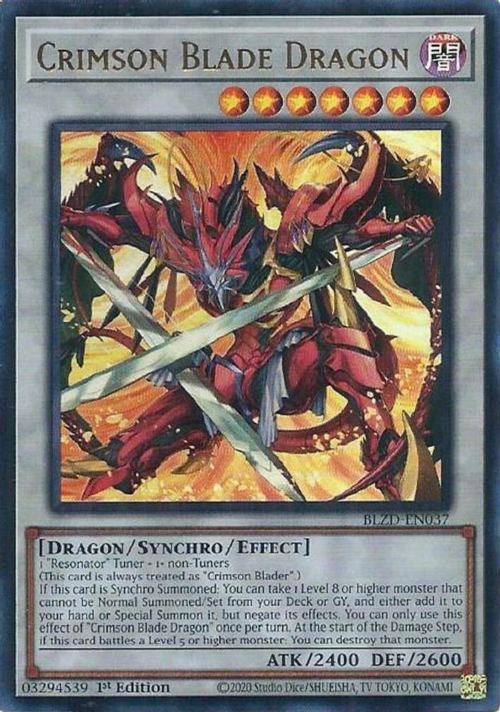 Crimson Blade Dragon BLZD-EN037 Ultra Rare 1st Ed
