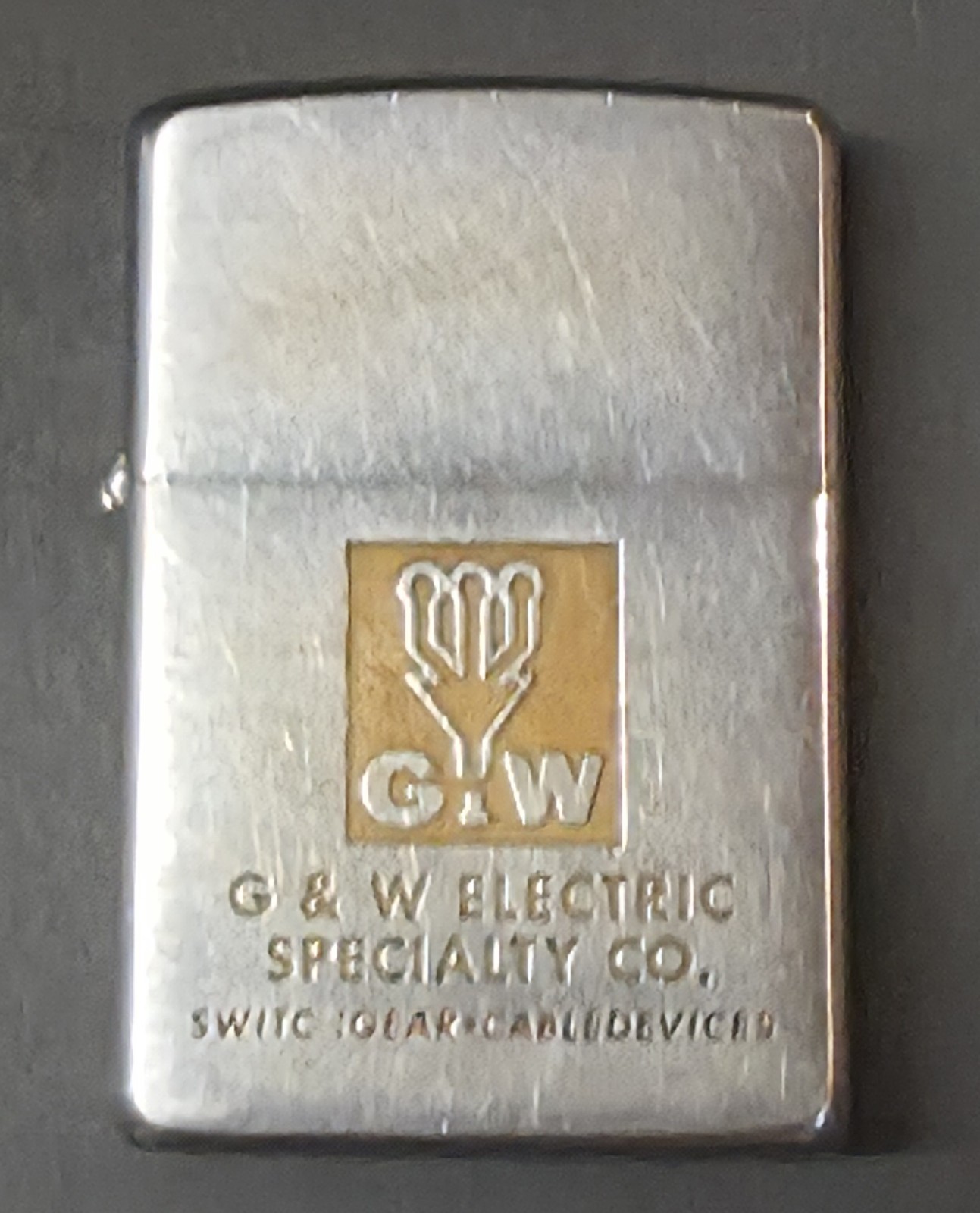 Super rare 1950s Vintage Zippo 5  Barrel Lighter w/ G & W Electric Advertising 