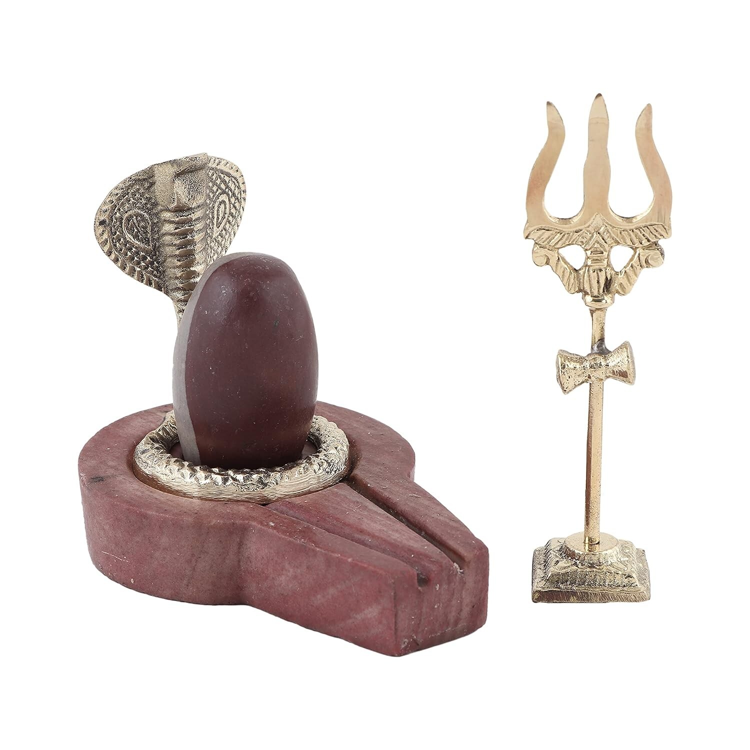 Narmadeshwar Shivling with Jalhari Base, Brass & Trishual for Home Puja
