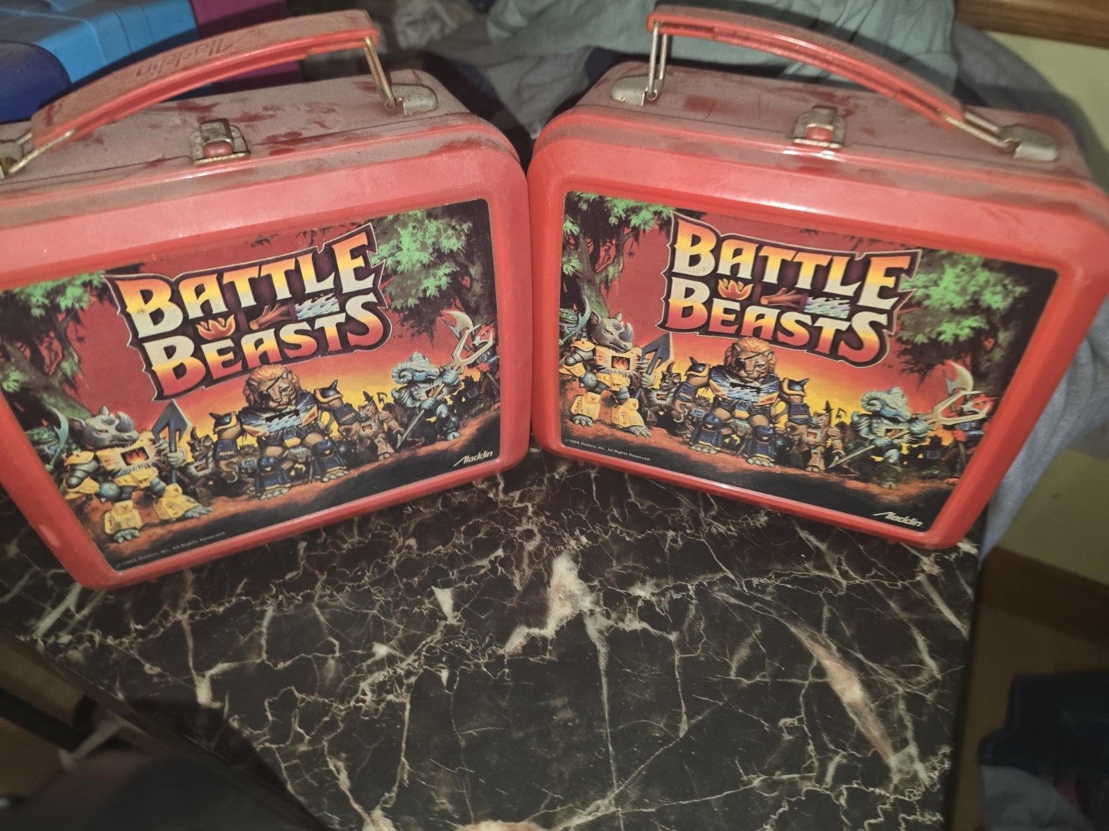 vintage 1987 Aladdin Battle Beasts plastic lunchbox featuring artwork from...