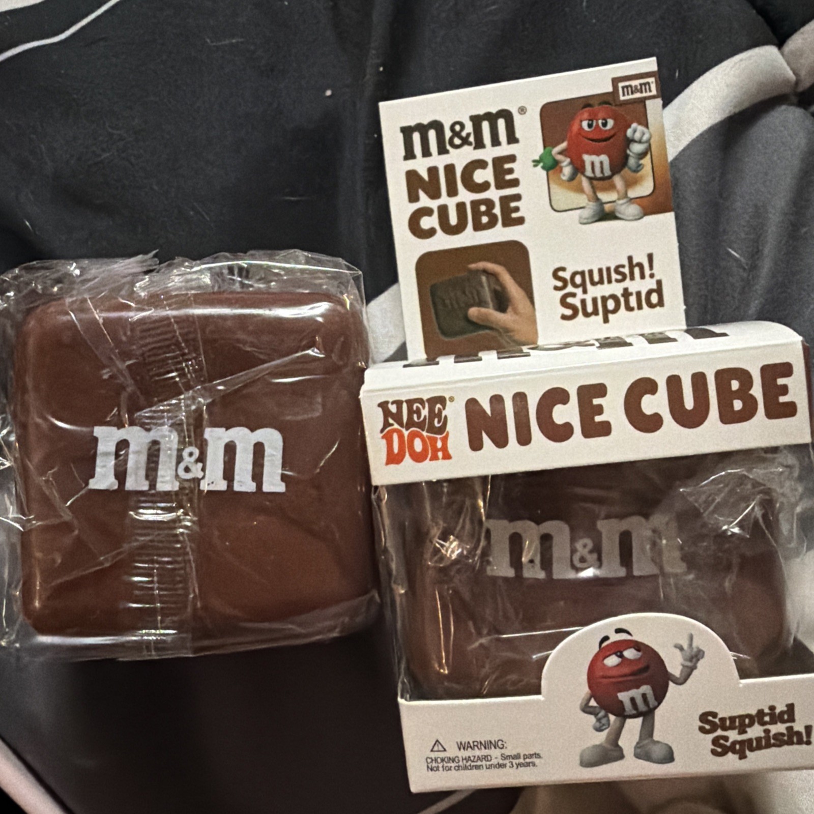 M&M\'s Nice Cube Dr M&M Squishy Toy, White/Brown, Candy & Nuts Theme