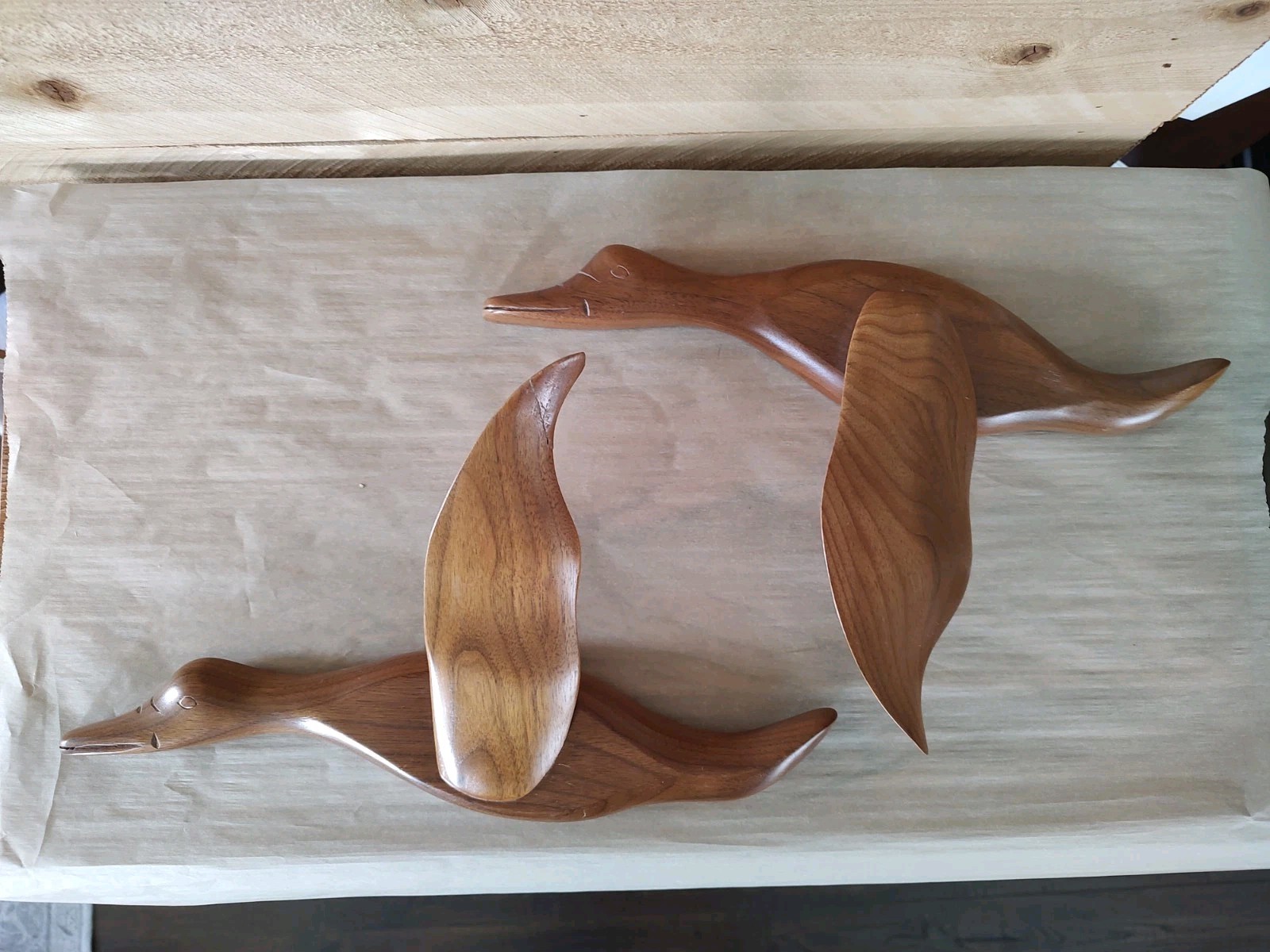 Vintage Flying Duck Goose Wall Art Decor Wood Mid-Century Modern MCM Flaw