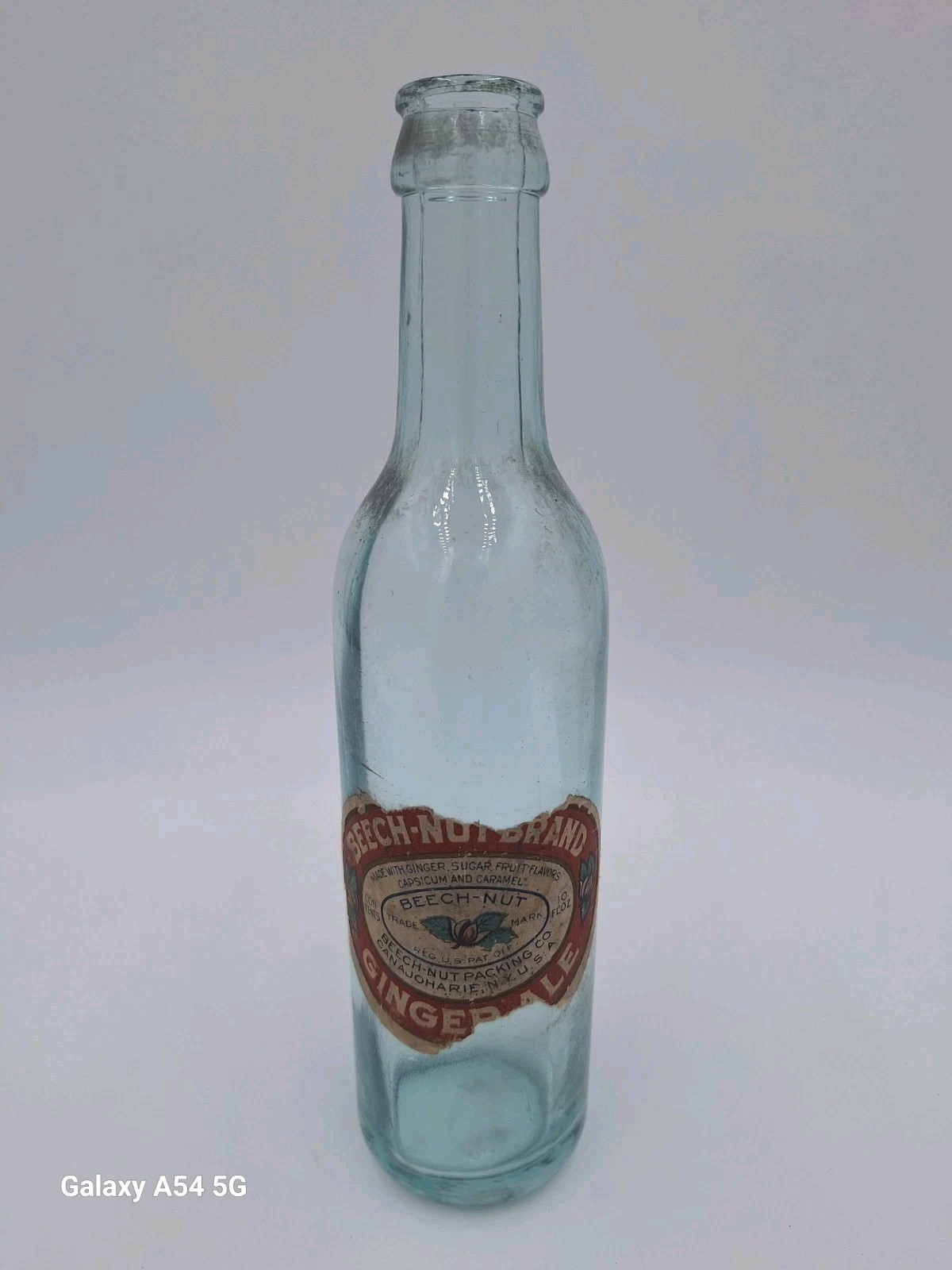 Antique Beech-Nut Brand Ginger Ale Glass Bottle Teal 9.5