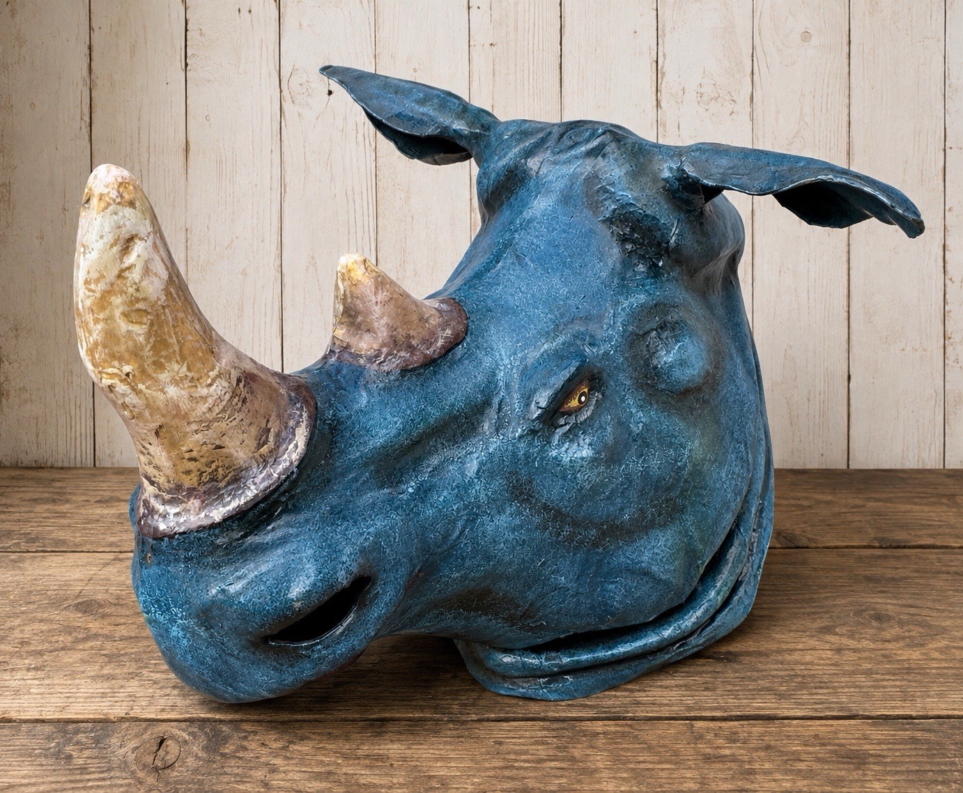 G.W. “Herbie” Marshall Jacmel Haiti Papier Mache Rhino Carnival Mask Folk Art