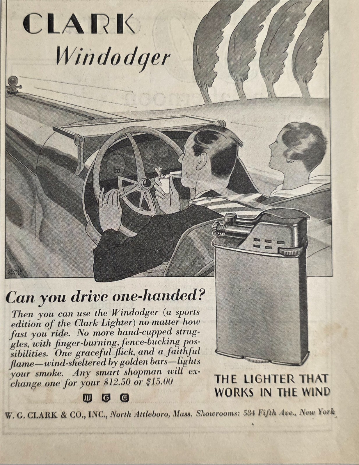 1927 Print Ad Clark Windodger Cigarette Lighter Works in Wind N. Attleboro,MA