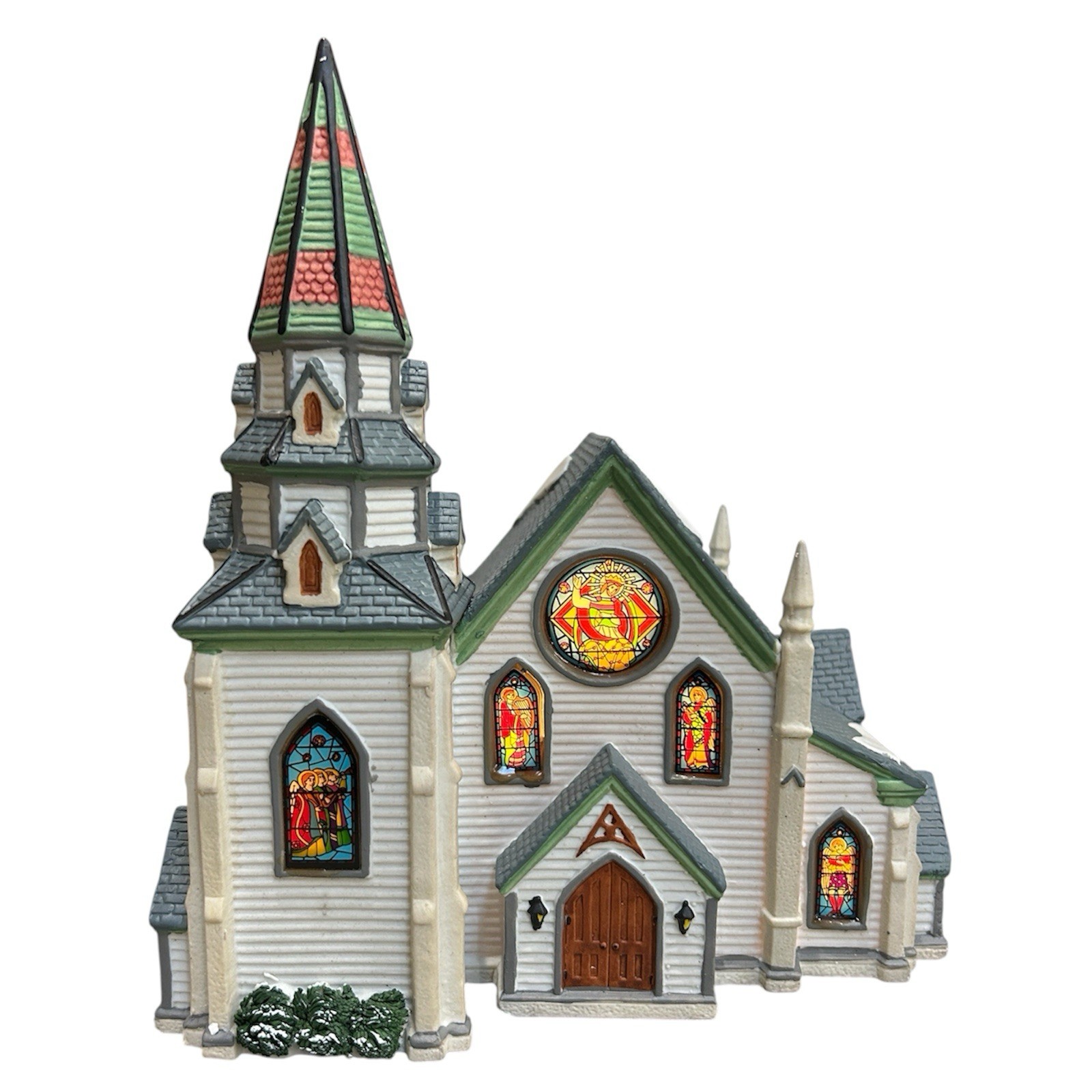 Vintage 1996 Lemax Plymouth Corners Church With Light Porcelain House Christmas