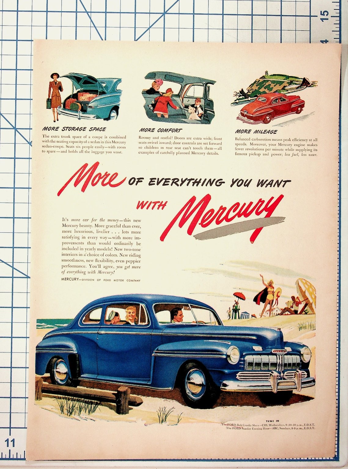 1949-50 Mercury Car Vintage Magazine Ad Ford Division Auto Ephemera
