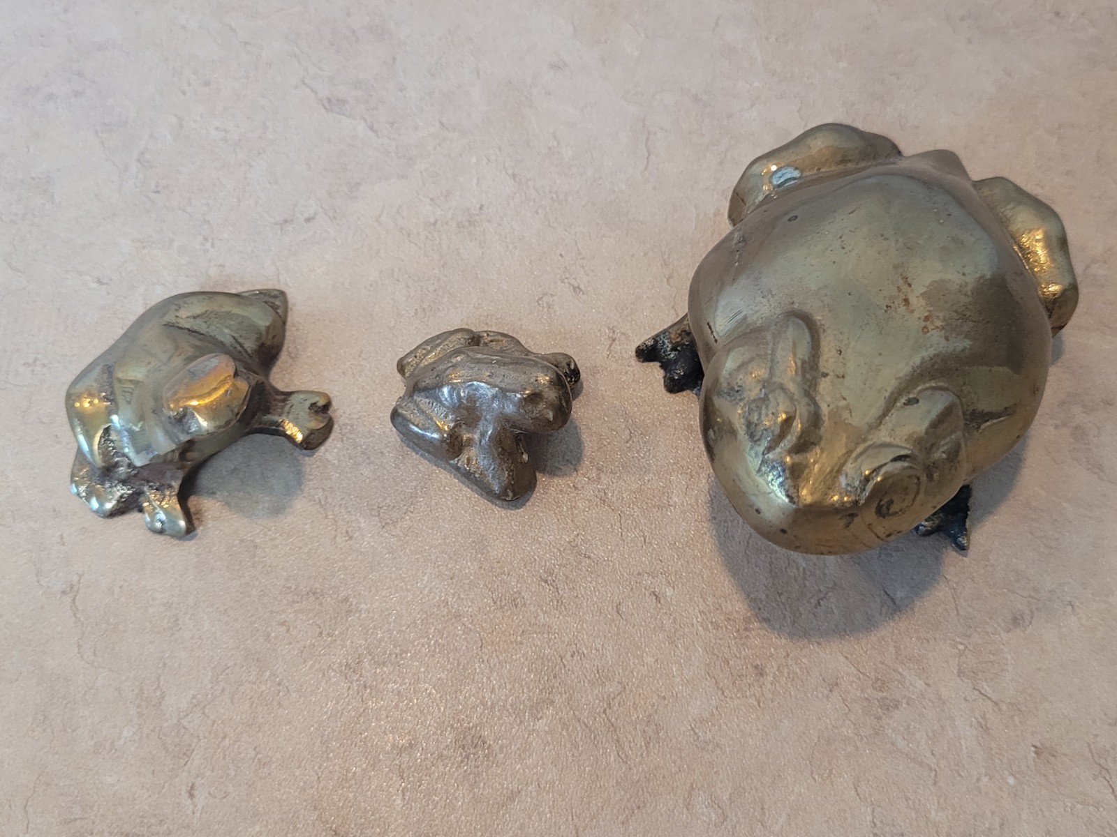 Lot Of 3 Brass Frogs/ Toad - Vintage Frog Figurines 🐸