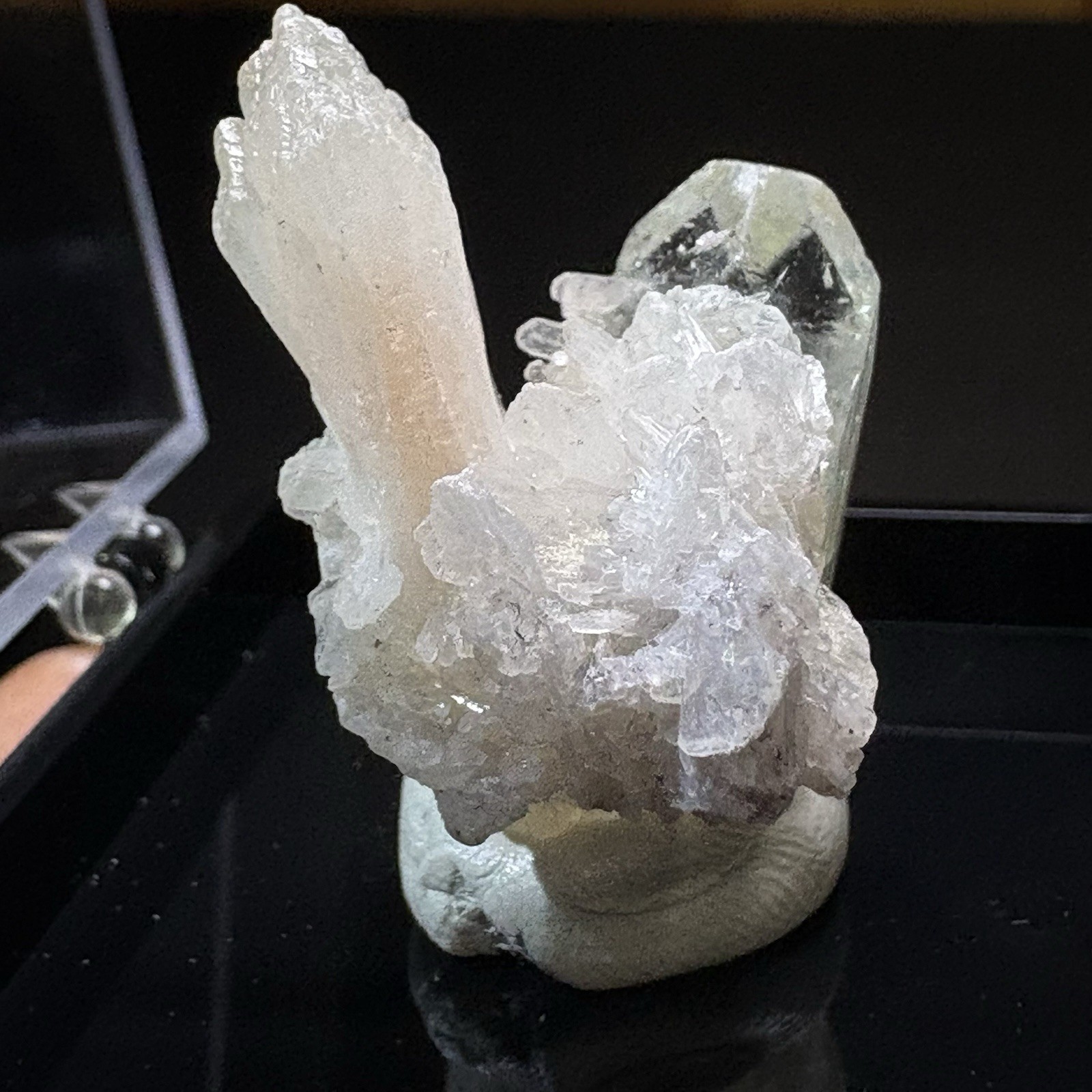 Natural Apophyllite Stilbite Specimen Thumbnail Display in Perky Box Gift Fine