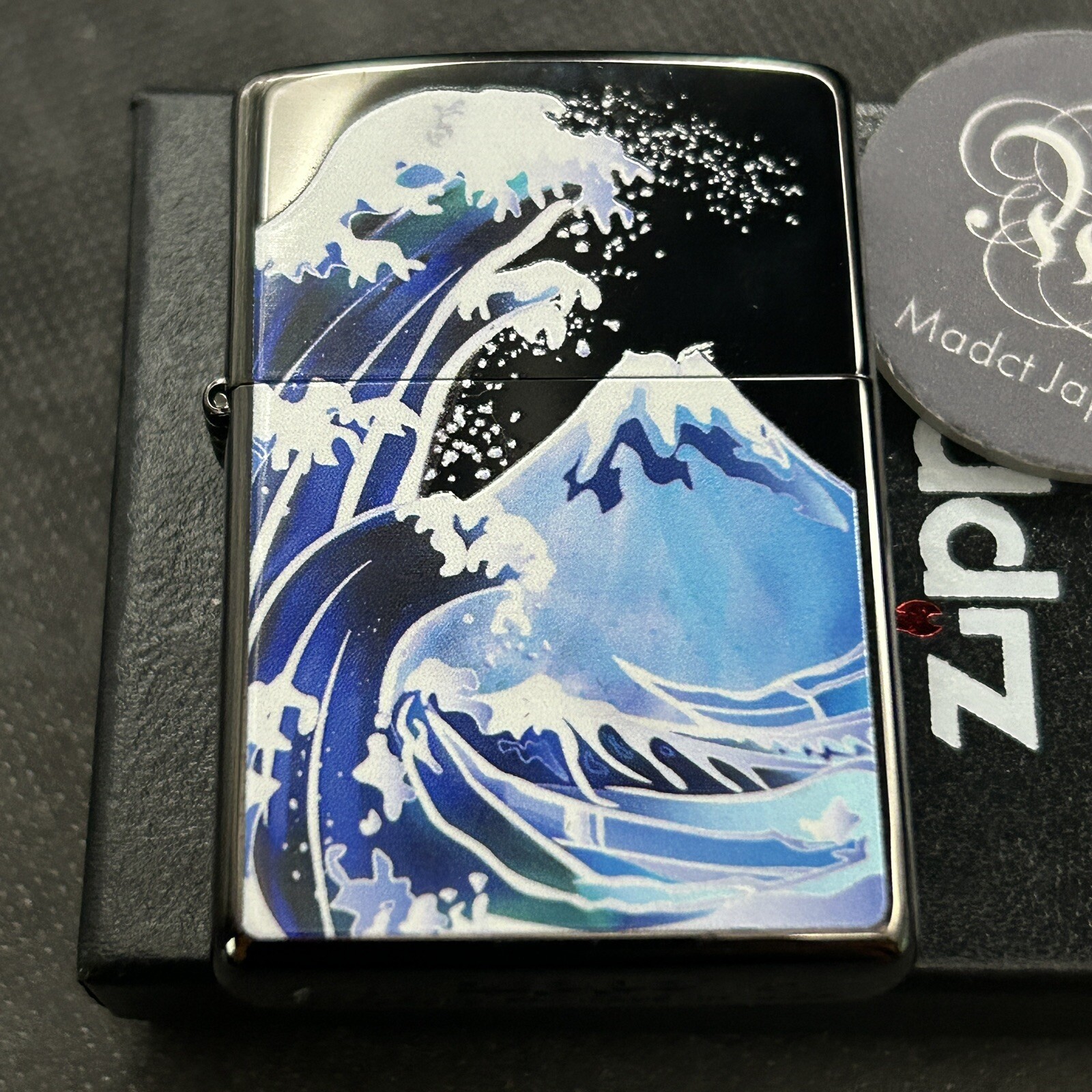 Zippo Oil Lighter Ukiyoe Wave Fuji Regular Case Japan