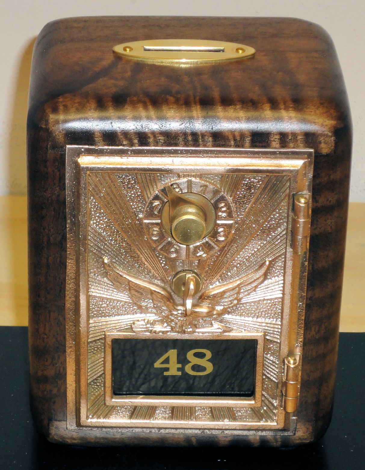 Antique P O Box Door Bank-Early 1900\'s Brass-\