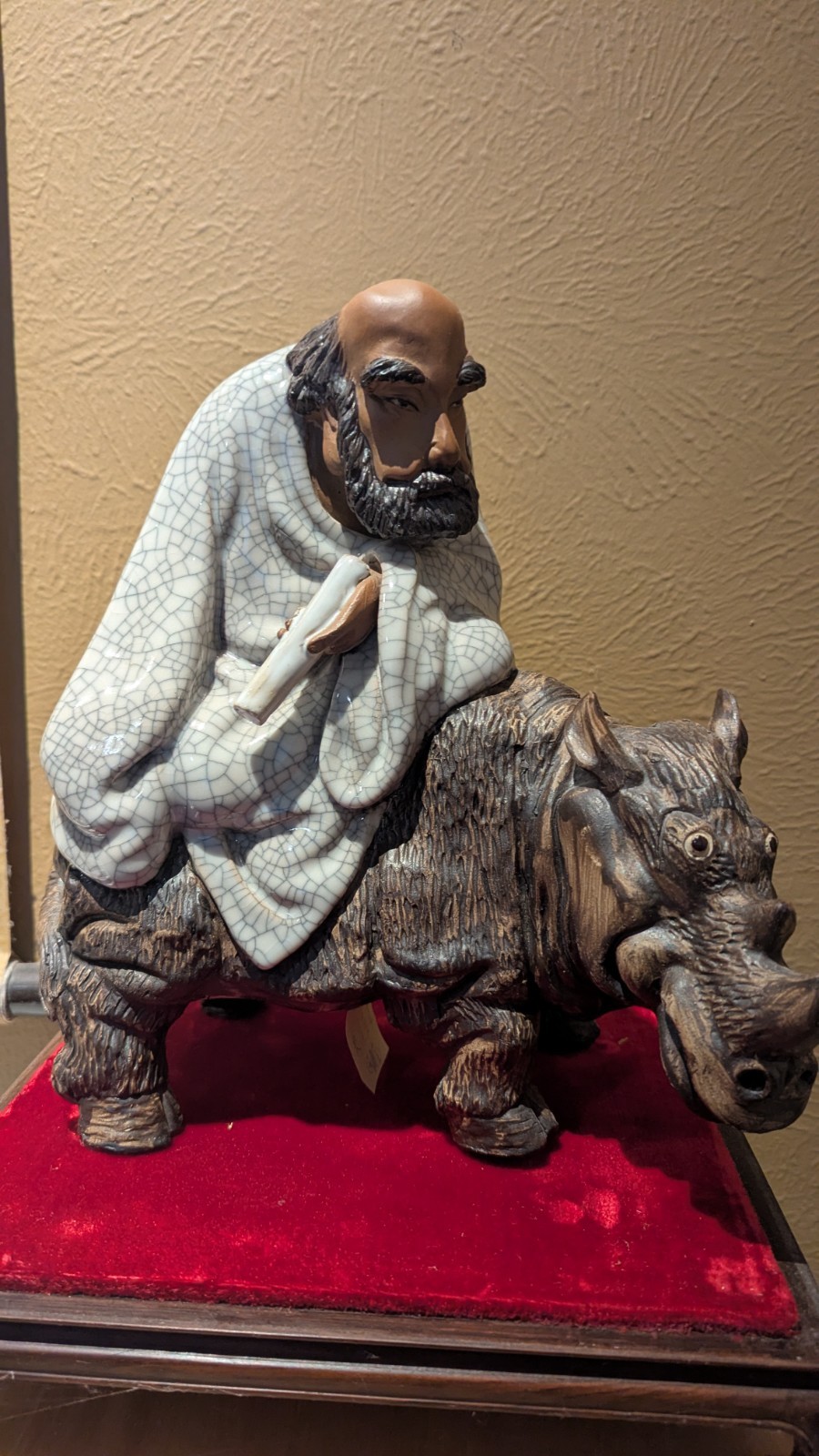 Budda man Rining On A Rhino (antique)
