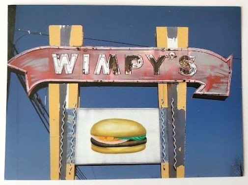 VTG DANVILLE VA Postcard Advertising WIMPY\'S HAMBURGERS NEON SIGN