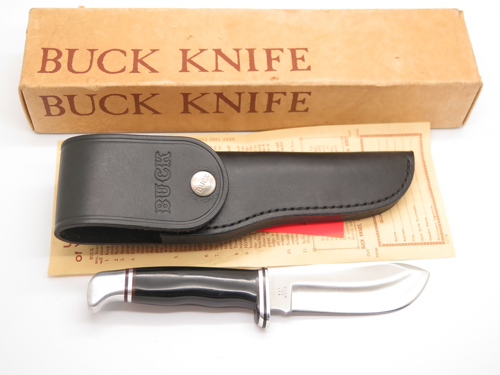 Vintage 1973-80 Buck 103 Skinner 3 Three Liner Hunting Fixed Blade Knife & Box