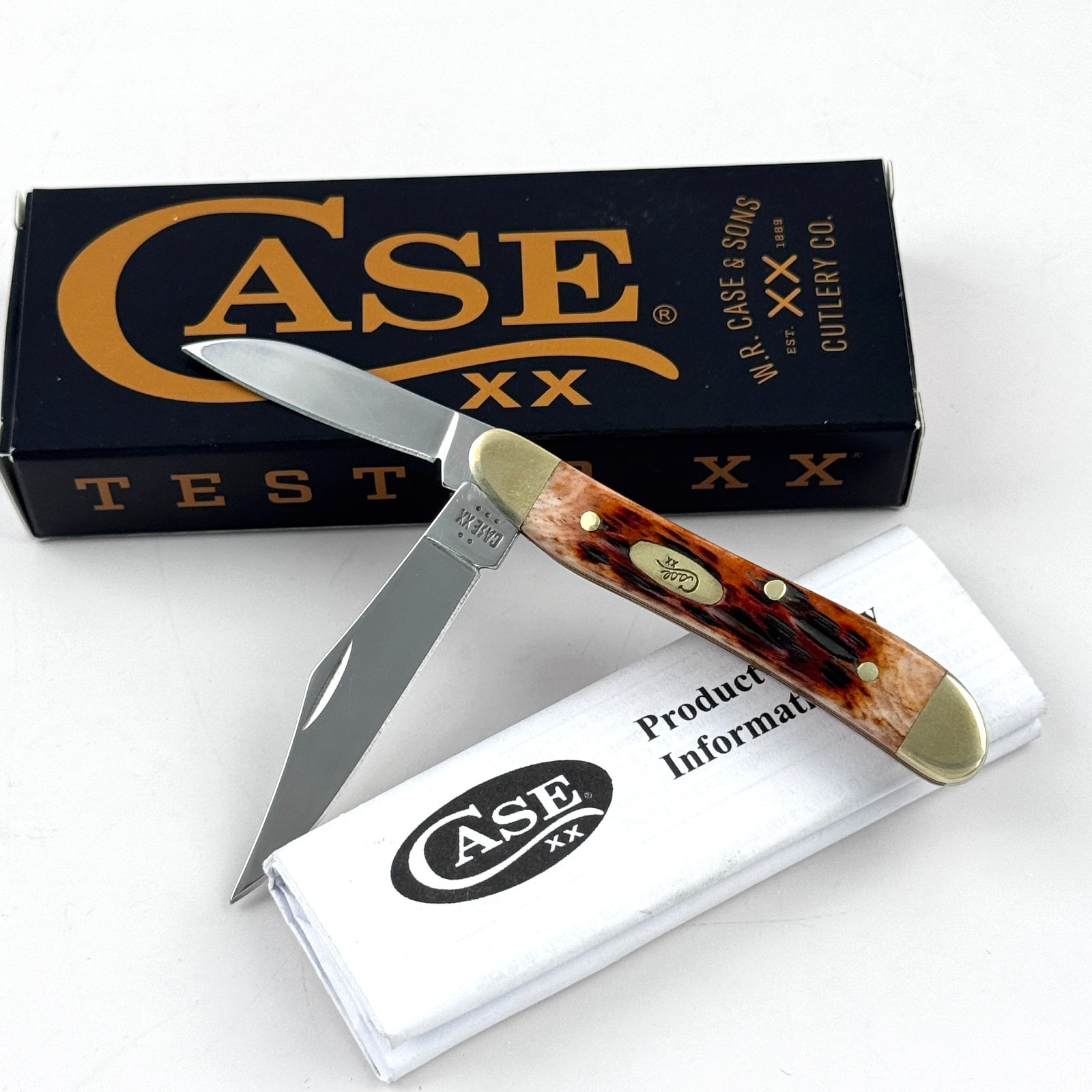 Case XX 00045 Peanut Amber Bone Jigged Stainless Steel Pocket Knife