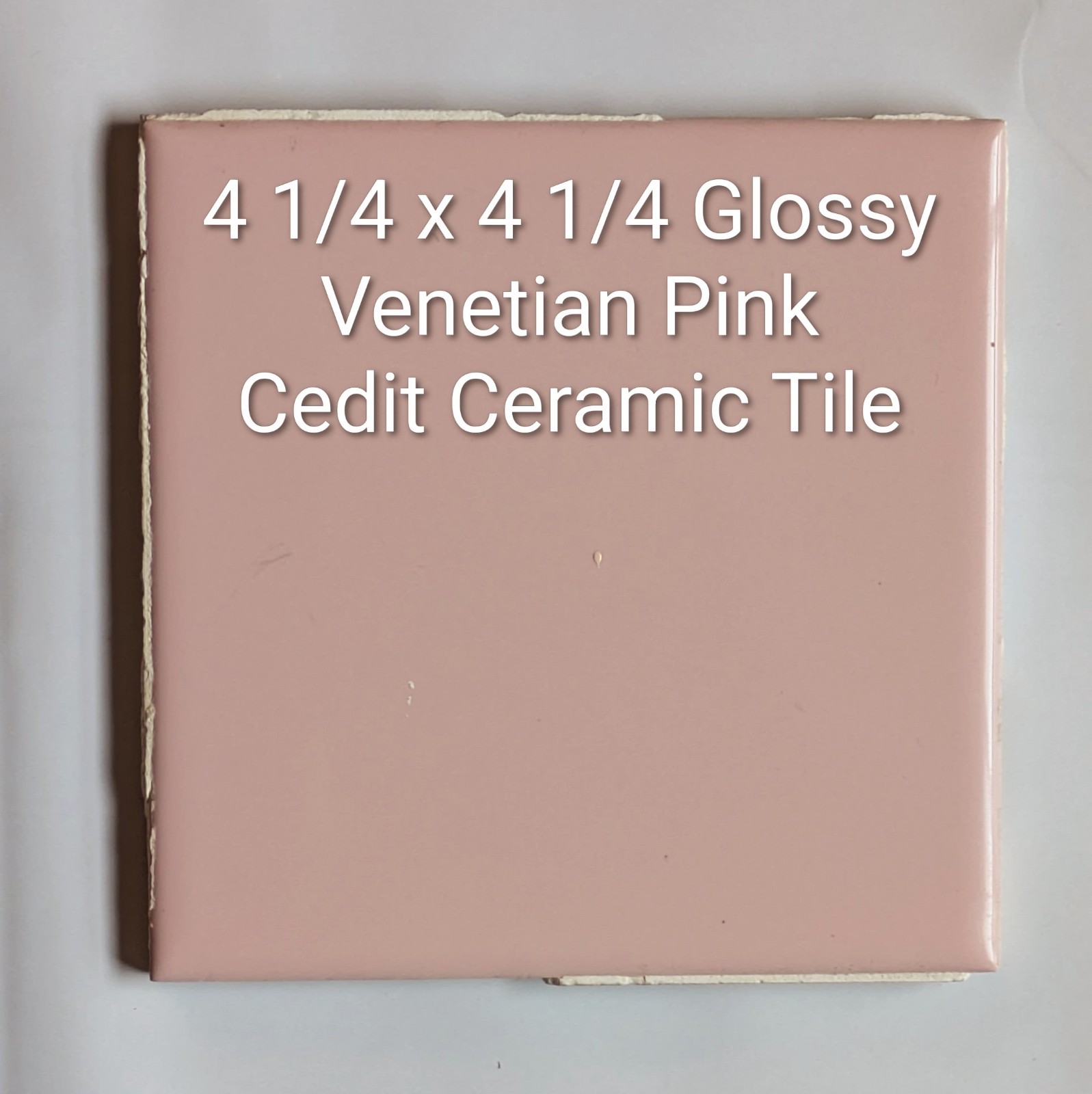 1 Tile Venetian Pink Glossy Ceramic 1960s 4 1/4