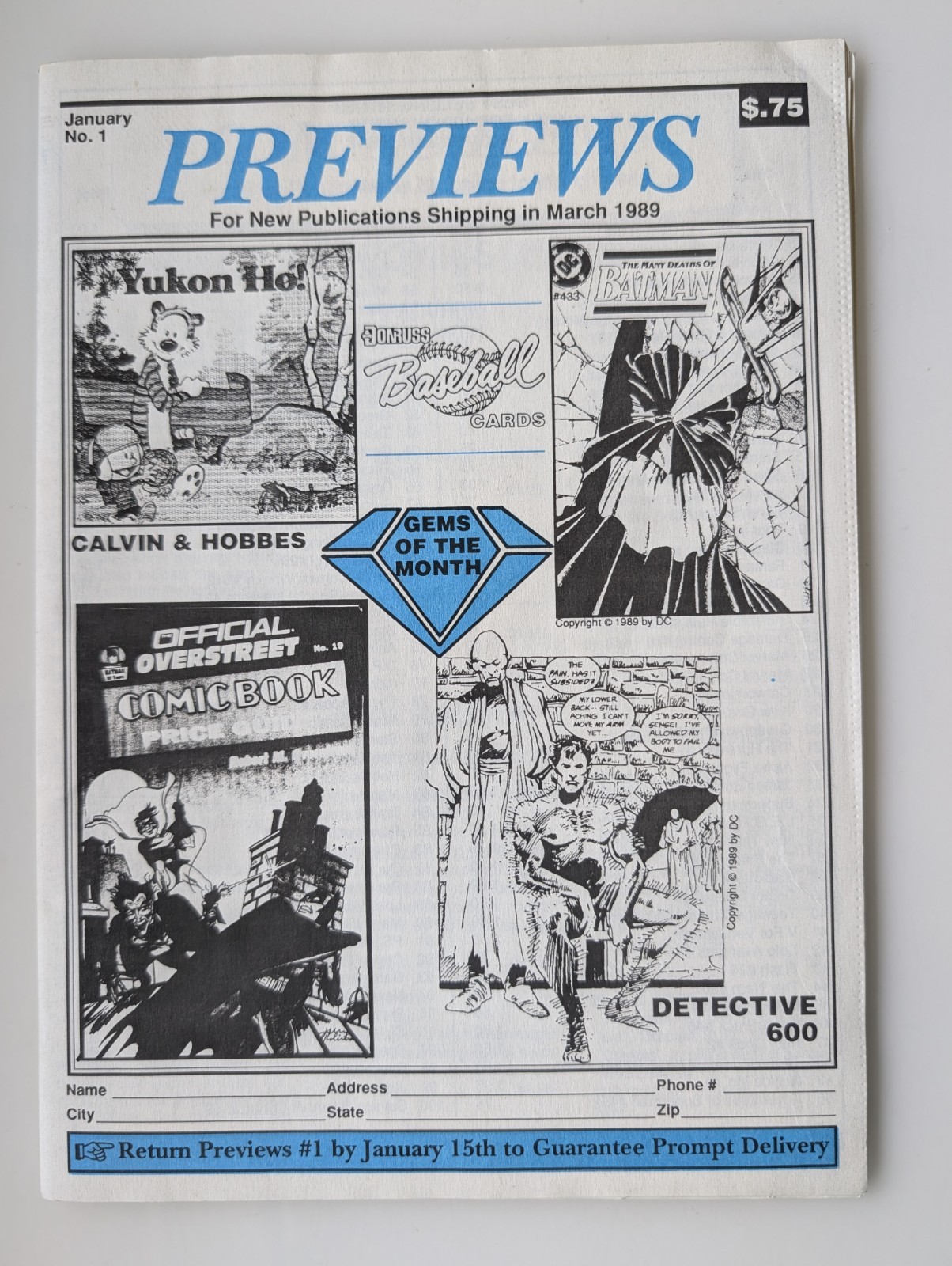 Diamond Comics Previews 1 1st Issue Ultra Rare Retailer Copy Unused 1989