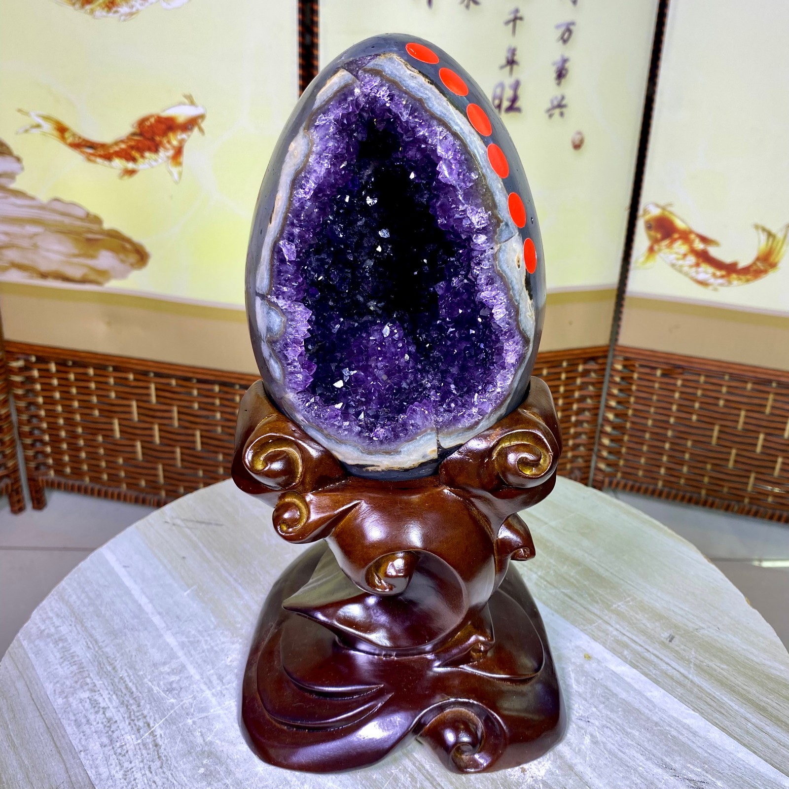 9.89LB Natural amethyst Dinosaur egg Quartz Crystal specimen healing