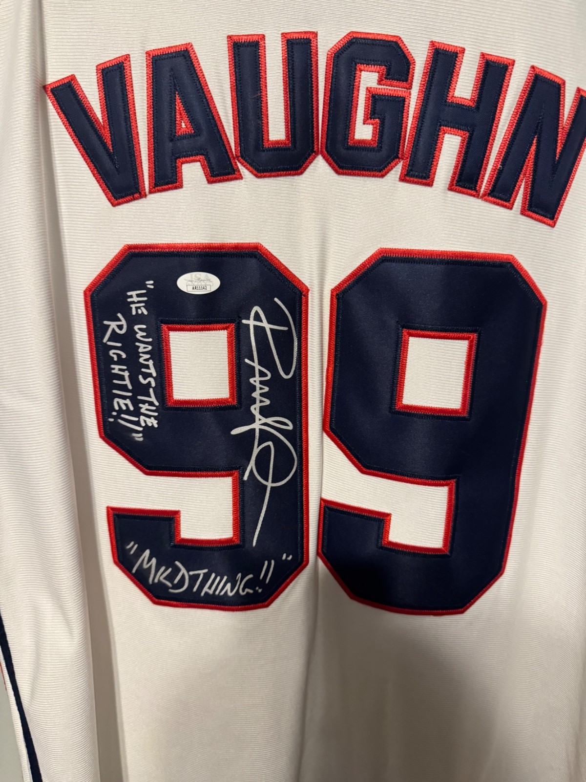 RANDY QUAID Signed Rick Vaughn Wild Thing Jersey w/insc JSA New Jersey Indians