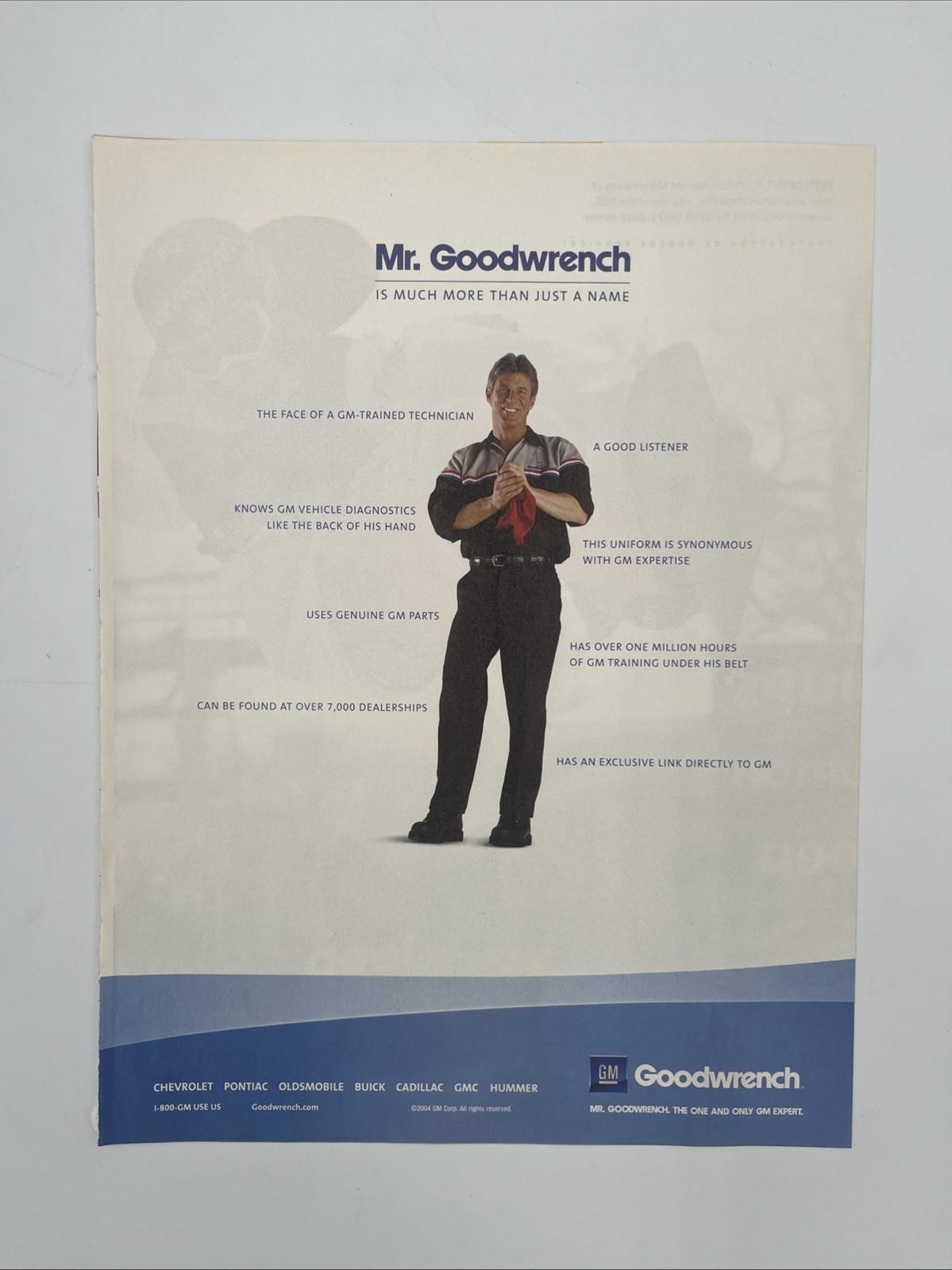 2004 Magazine Print Ad Advertisement Mr Goodwrench GM Auto Mechanic Car Repair