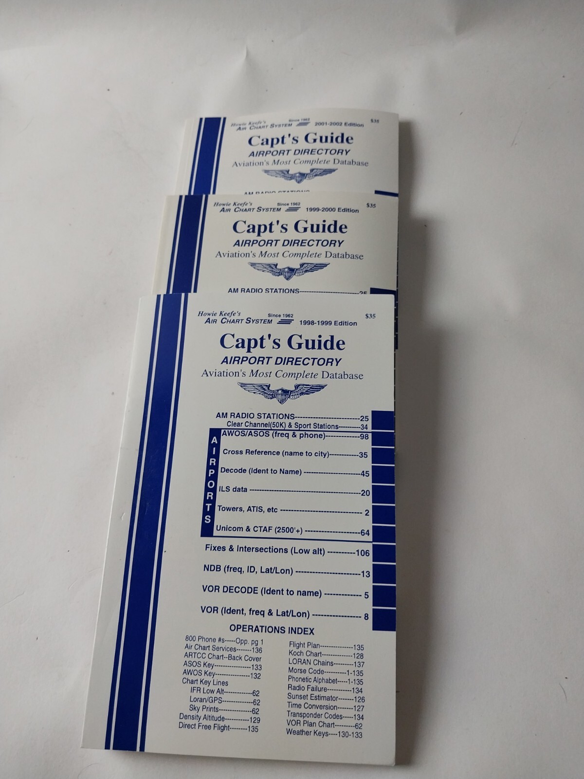 Capt\'s Guide Airport Directories 1998,1999,2001 By Howie Keefe\'s Air Chart...