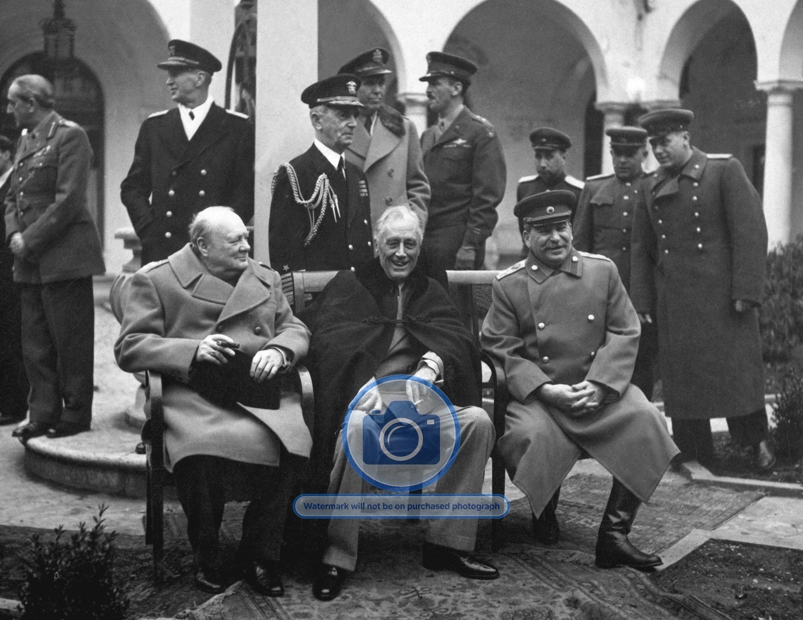 YALTA CONFERENCE CHURCHILL ROOSEVELT STALIN 1945 8.5X11 PHOTO
