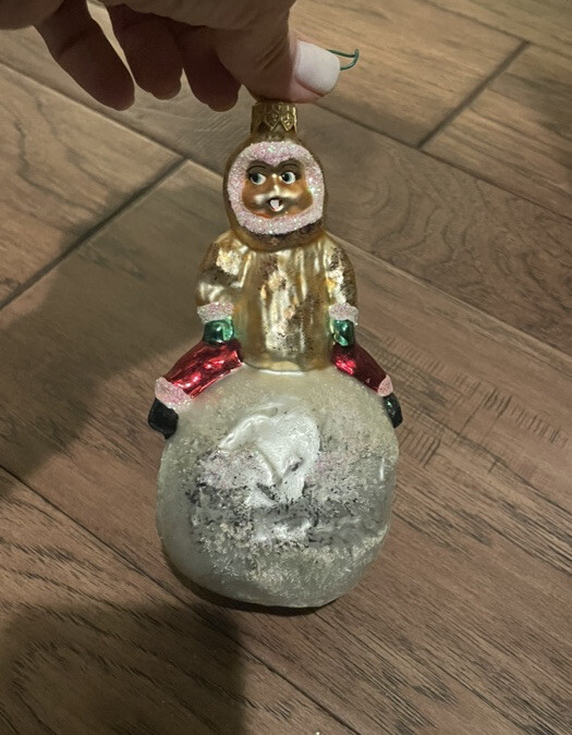 Christopher Radko Having A Ball Child On A Snowball Christmas Ornament