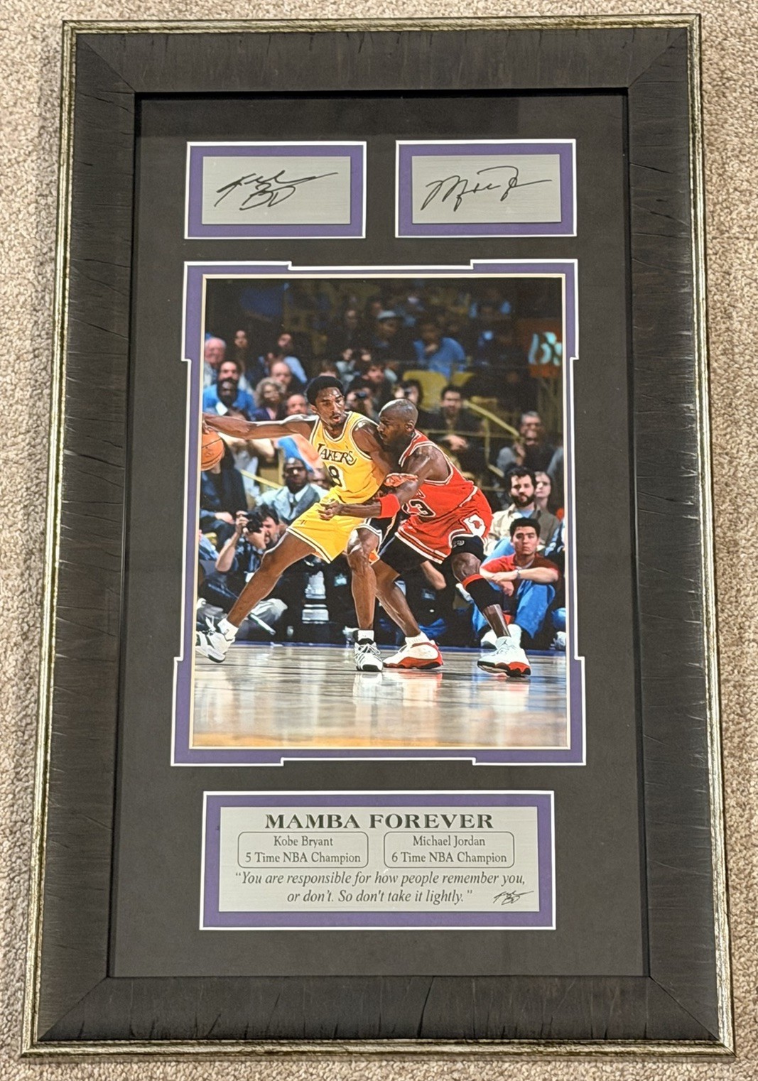 Kobe Bryant and Michael Jordan - MAMBA FOREVER - Framed Photo (21x13)