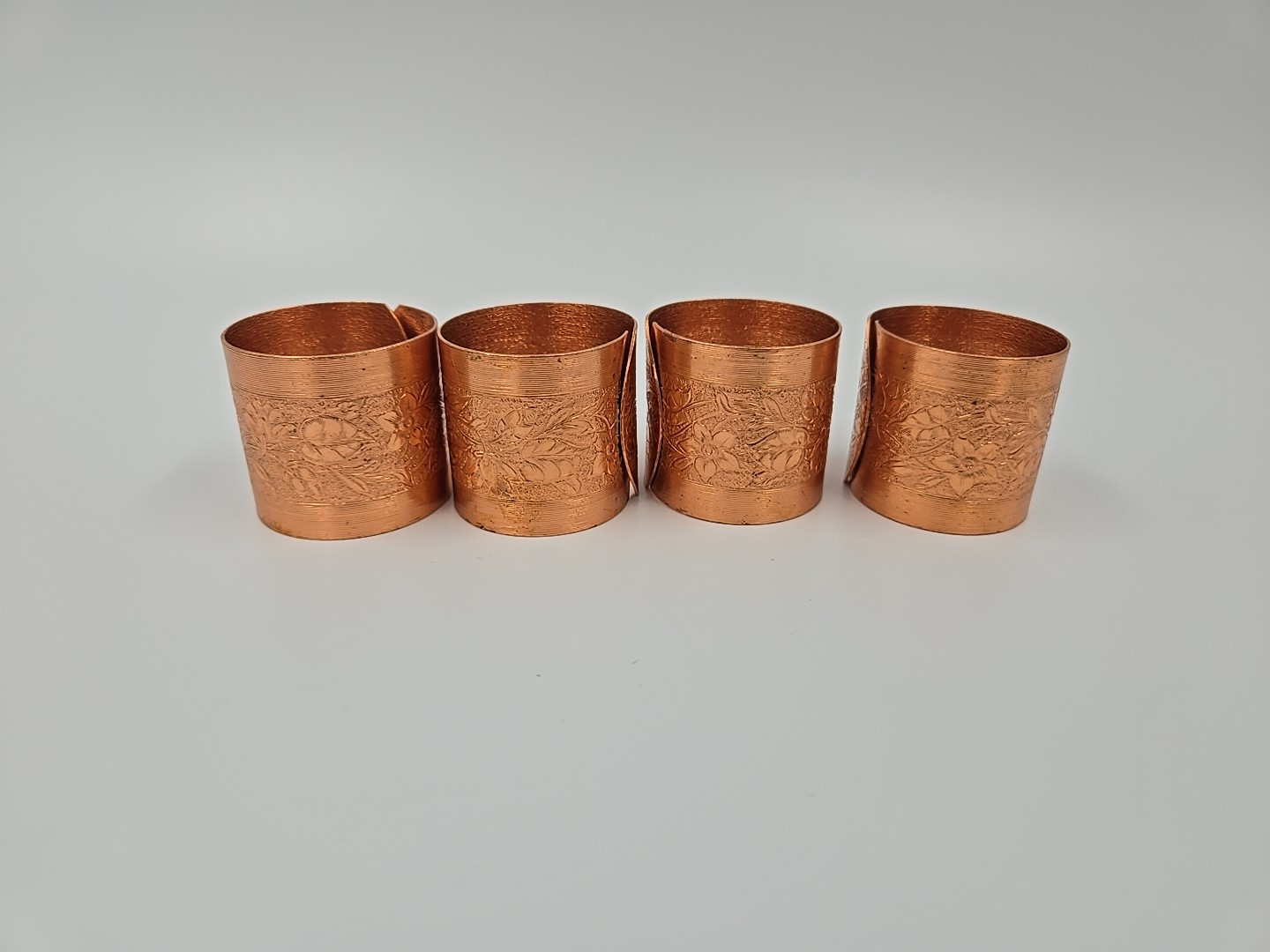 Vintage Embossed Solid Copper Napkin Rings Coppercraft Guild 1 1/2\