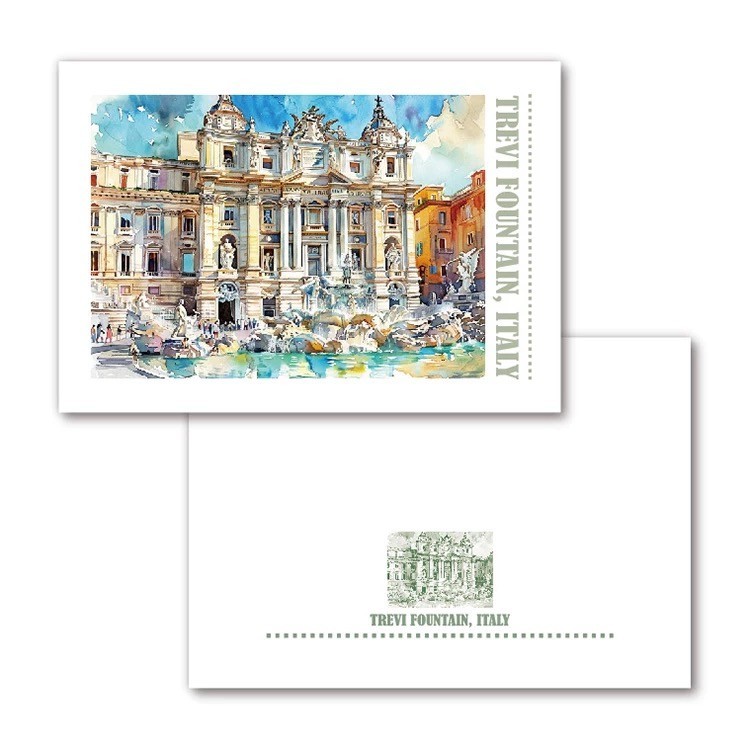 Trevi Fountain Rome Italy Postcard Travel Souvenir Landmark Art Card Collectible