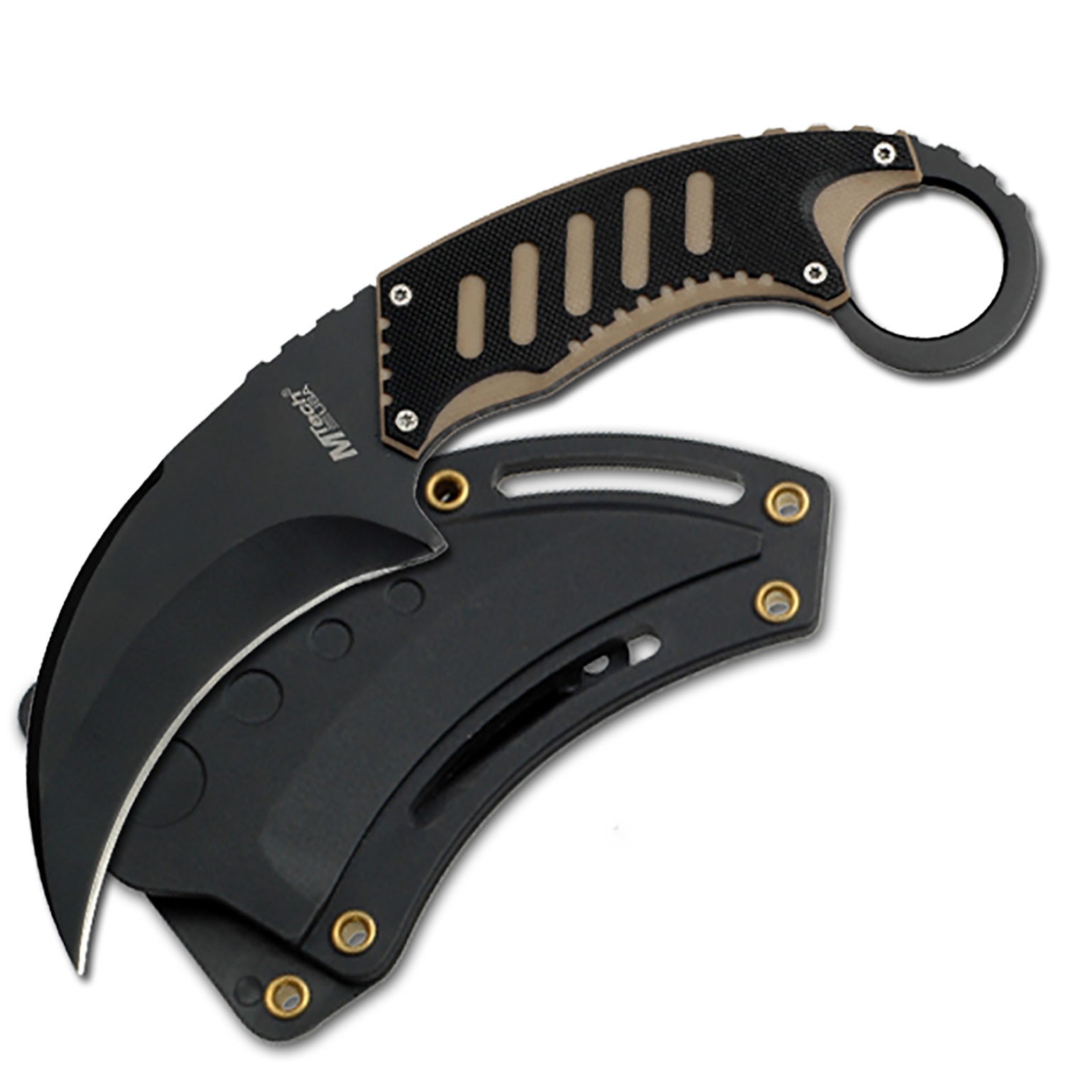 MTech USA Fixed Blade Full Tang Knife w/G10 Handle & Nylon Fiber Sheath-Karambit