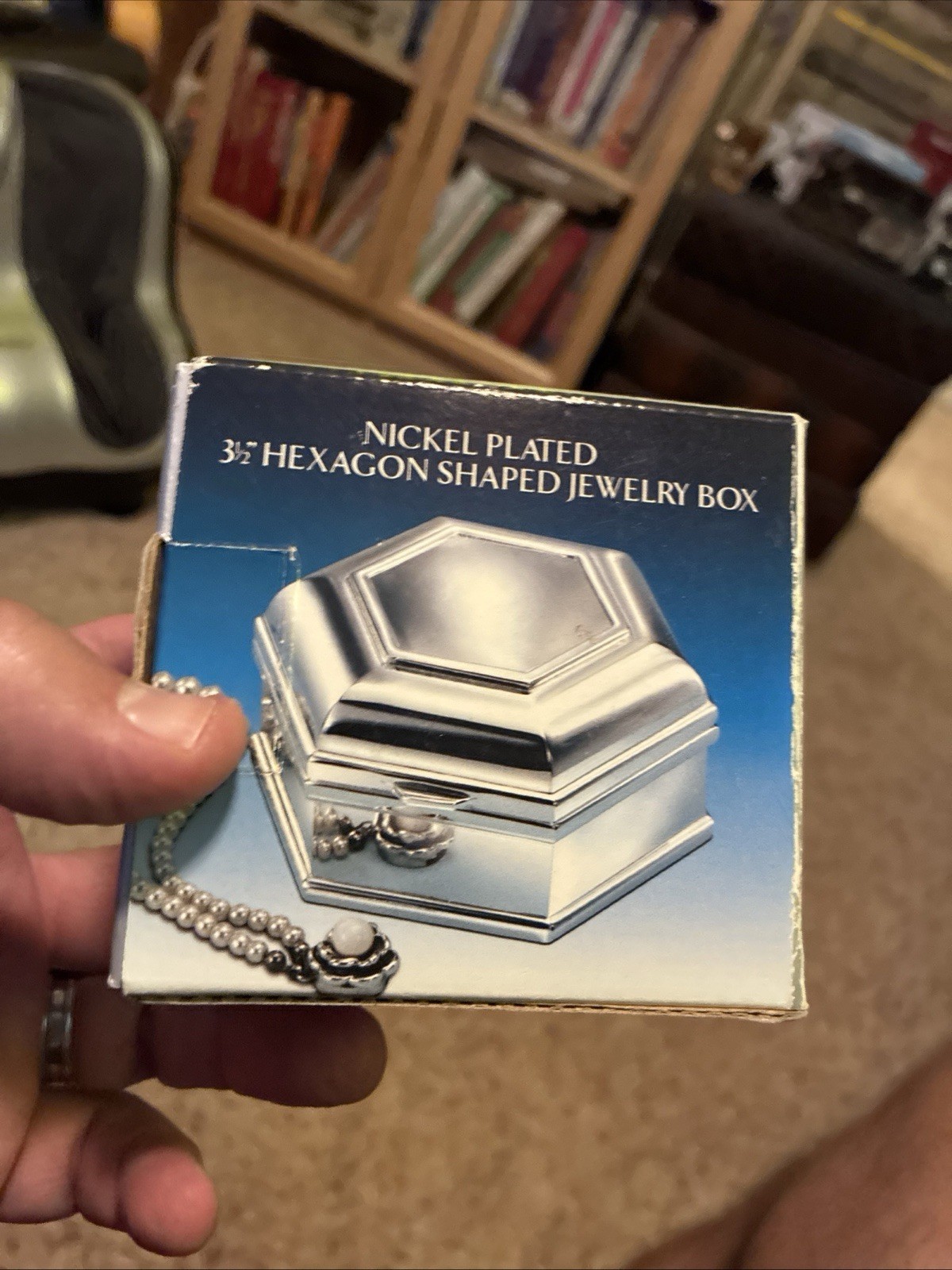 VINTAGE FINE SILVER PLATED JEWELRY TRINKET BOX HEXAGON 3.5”