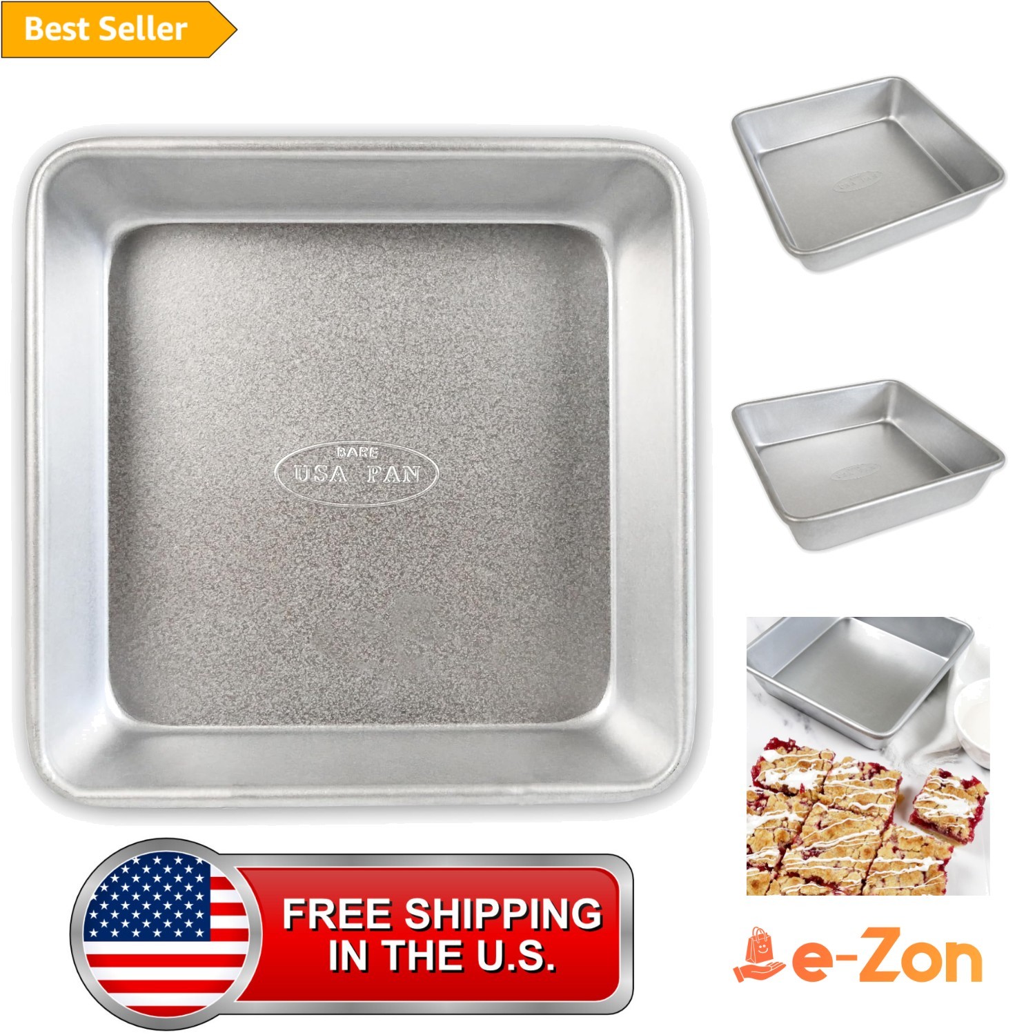 Bakeware Cake Pan Square Aluminum Steel Uncoated 8x8 Inch for Baking