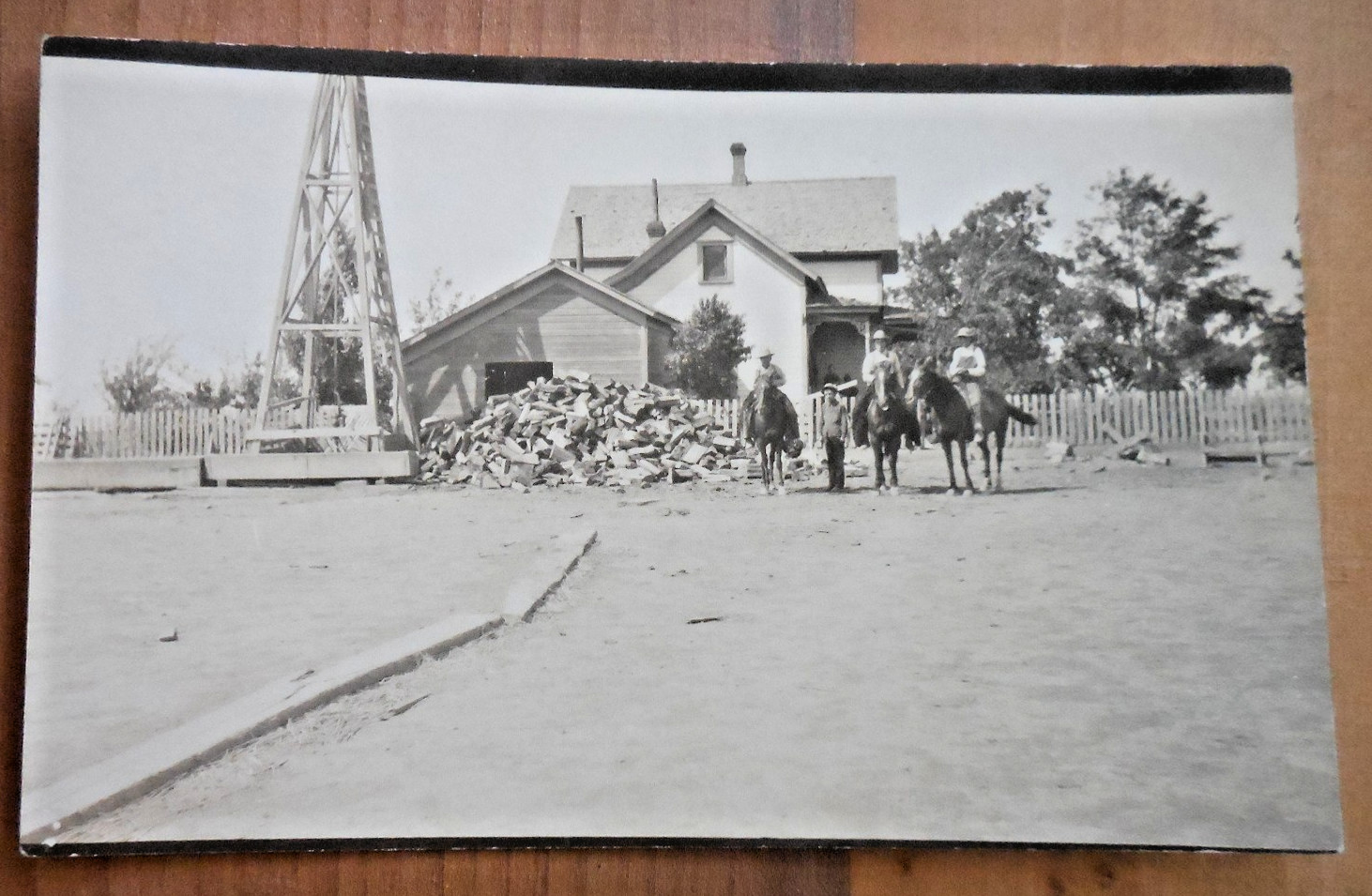 Goldendale Washington Hamilton House w Men on Horses Real Photo Postcard RPPC
