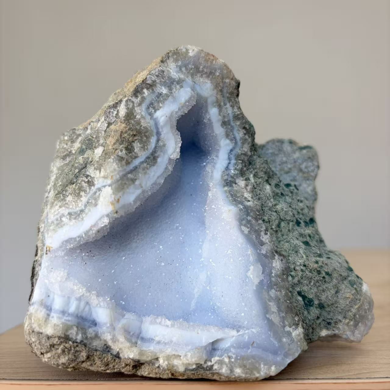 2.3LB Natural Blue Lace Agate Geode Raw Specimen Crystal Healing Stone Decor